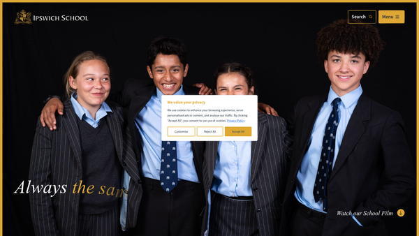 Screenshot of the Ipswich School Foundation website