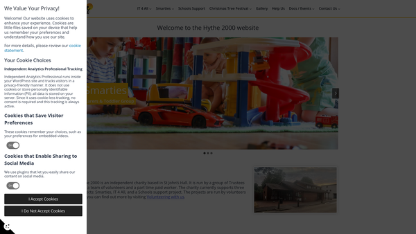 Screenshot of the Hythe 2000 Charitable Trust website