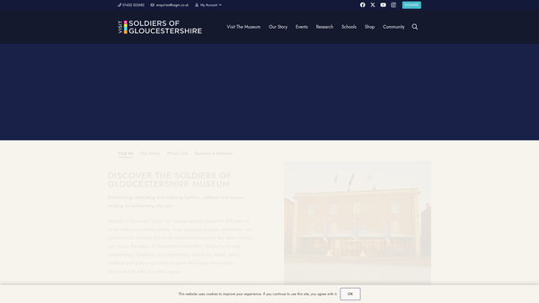 Screenshot of the The Soldiers Of Gloucestershire Museum website