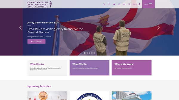 Screenshot of the Commonwealth Parliamentary Association (United Kingdom Branch) website
