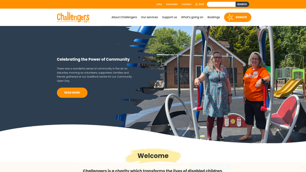 Screenshot of the Disability Challengers website
