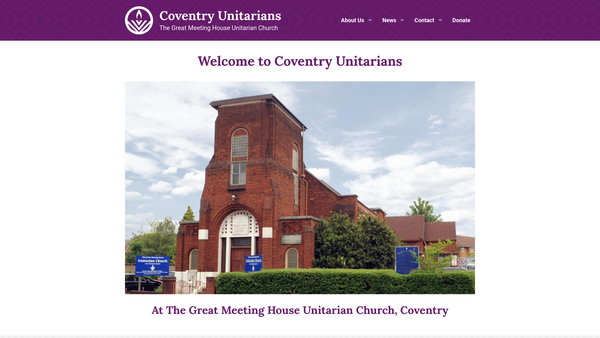 Screenshot of the The Great Meeting House Unitarian Church Coventry website