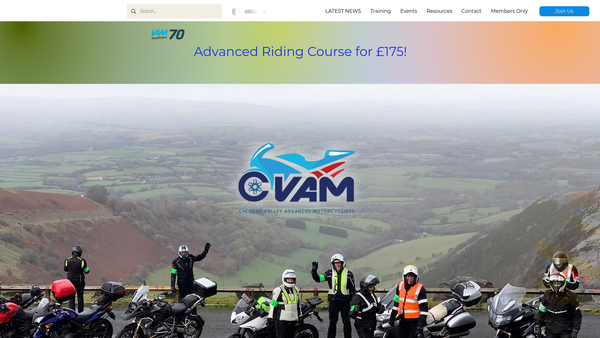Screenshot of the Cheddar Valley Advanced Motorcyclists website