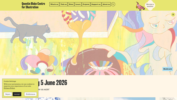 Screenshot of the Quentin Blake Centre For Illustration website