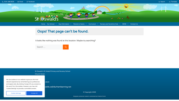 Screenshot of the The Friends Of St Oswald's C E School website