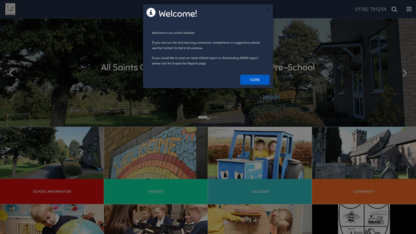 Screenshot of the All Saints First School PTFA website