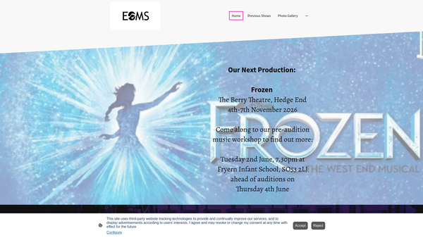 Screenshot of the Eastleigh Operatic And Musical Society website