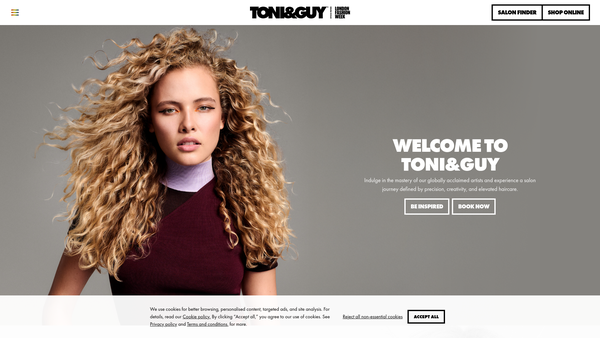 Screenshot of the Toni & Guy Charitable Foundation Limited website
