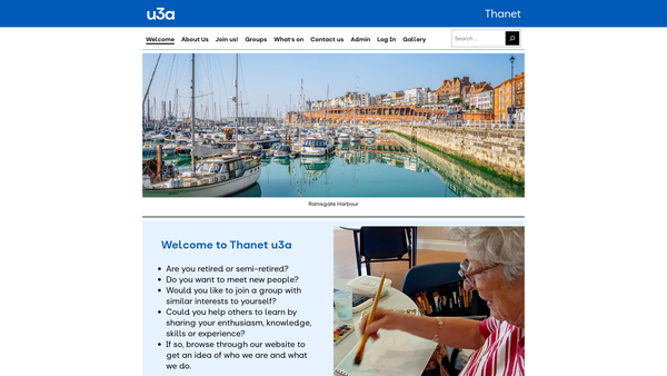 Screenshot of the Thanet U3A website