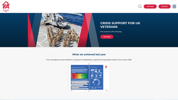 Screenshot of the Veterans Aid website