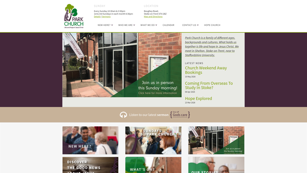 Screenshot of the Park Evangelical Church website