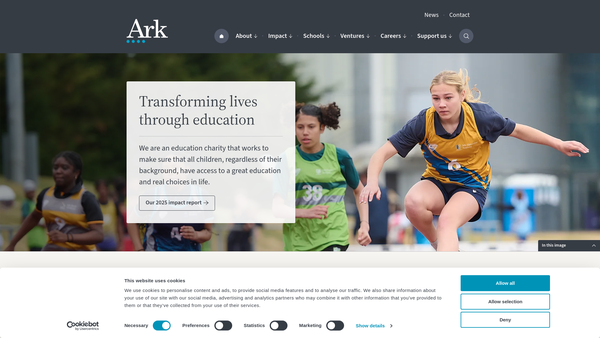 Screenshot of the Absolute Return For Kids (Ark) website