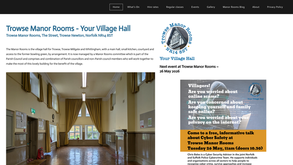 Screenshot of the The Manor Rooms Management Committee website