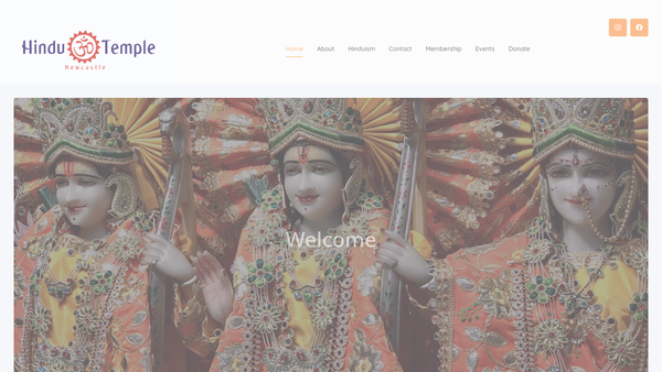 Screenshot of the Hindu Temple Newcastle website