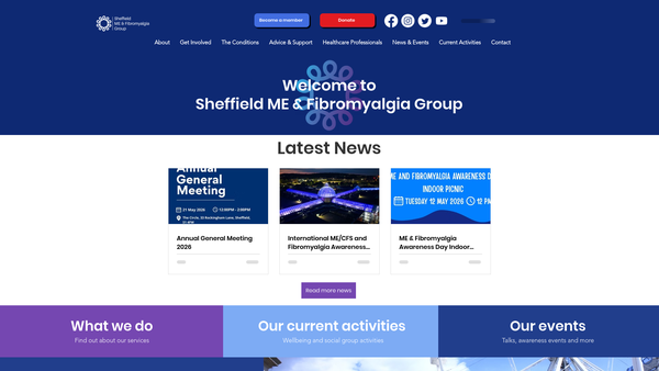 Screenshot of the Sheffield M.E. Group website