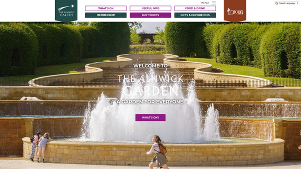 Screenshot of the The Alnwick Garden Trust website