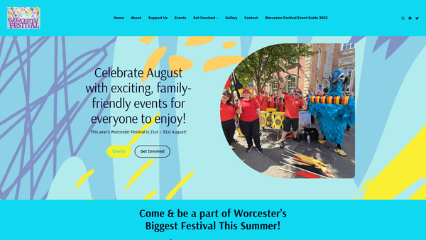 Screenshot of the Worcester Festival Ltd website