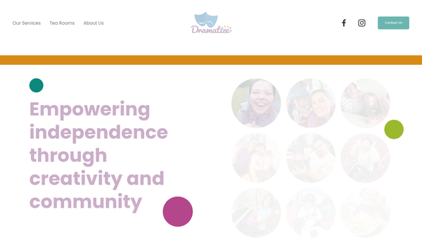 Screenshot of the Dramatize Charity website