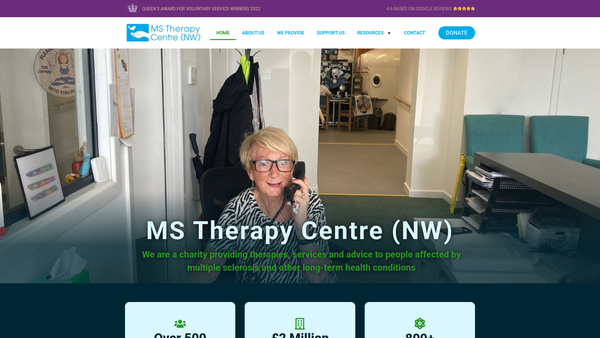 Screenshot of the The Multiple Sclerosis Therapy Centre (Nw) Limited website