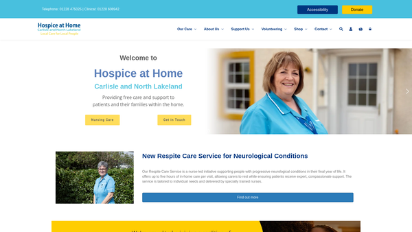 Screenshot of the Hospice At Home Carlisle And North Lakeland website