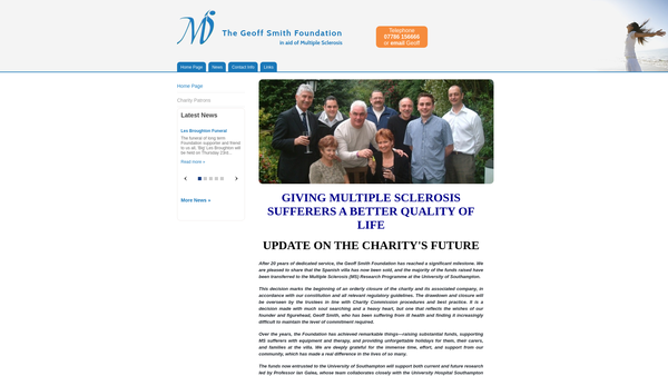 Screenshot of the The Geoff Smith Foundation website
