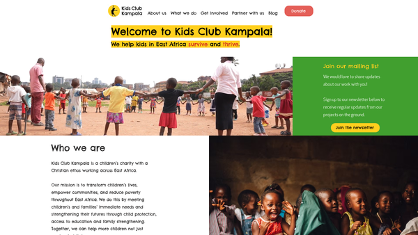 Screenshot of the The Mango Tree Orphan Support Programme website