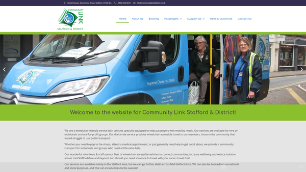Screenshot of the Community Link - Stafford And District website