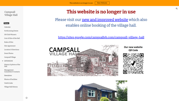 Screenshot of the Campsall Village Hall Committee website