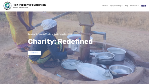 Screenshot of the The Ten-Percent Foundation website