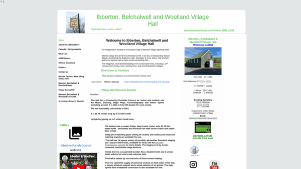 Screenshot of the Ibberton, Belchalwell and Woolland Village Hall website