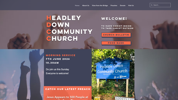 Screenshot of the Headley Down Community Church website