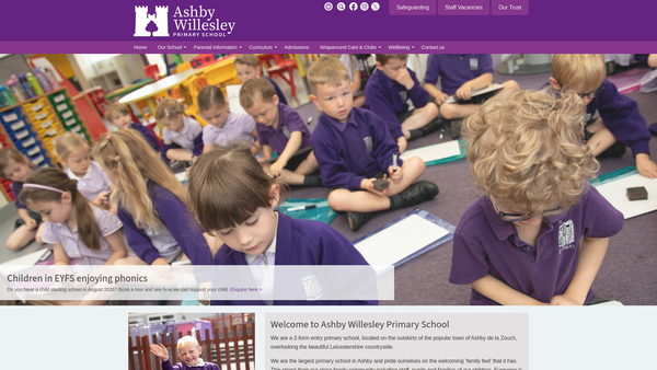 Screenshot of the Ashby Willesley Parent Teacher and Friend Association website