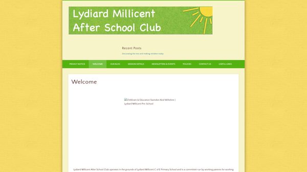 Screenshot of the Lydiard Millicent After School Club website