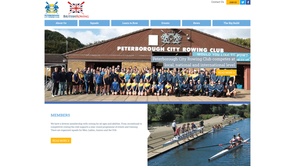 Screenshot of the Peterborough City Rowing Club website