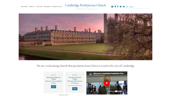 Screenshot of the Cambridge Presbyterian Church website