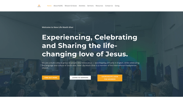 Screenshot of the New Life Masih Ghar website