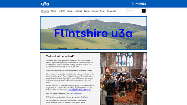 Screenshot of the The Flintshire U3A website