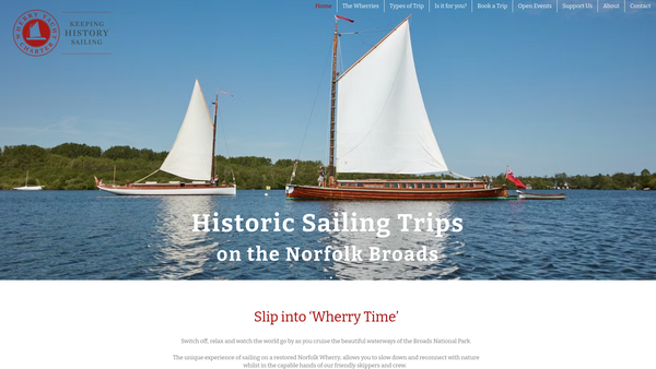 Screenshot of the Wherry Yacht Charter Charitable Trust website