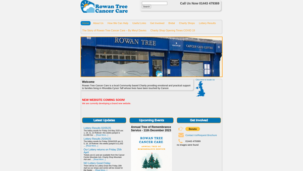 Screenshot of the Rowan Tree Cancer Care website