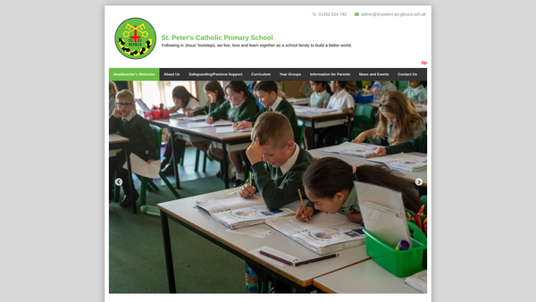 Screenshot of the St Peters Catholic Primary School Parents and Friends Association website