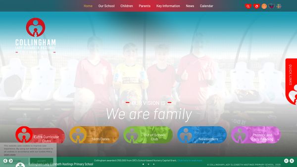 Screenshot of the Collingham School PTA website