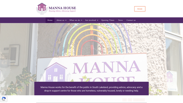 Screenshot of the Manna House Project website