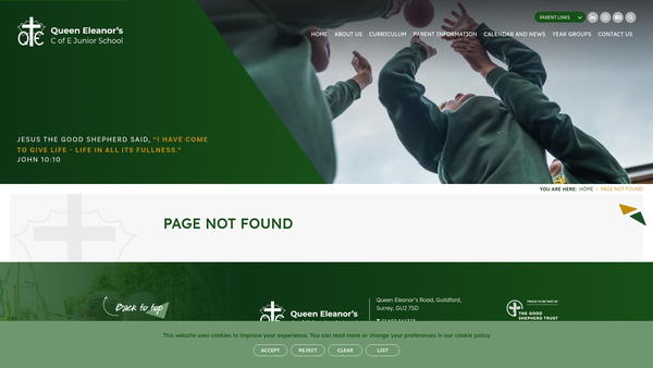 Screenshot of the Queen Eleanor's School Parent Staff Association website