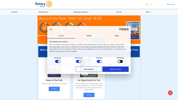 Screenshot of the Rotary Club Of Bakewell website