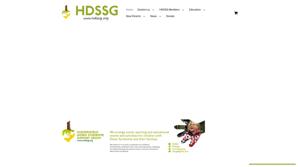 Screenshot of the Huddersfield Downs Syndrome Support Group website