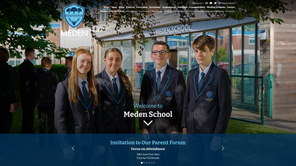 Screenshot of the The Meden School Charitable Trust website