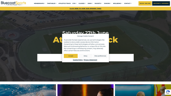 Screenshot of the Bluecoat Sports website