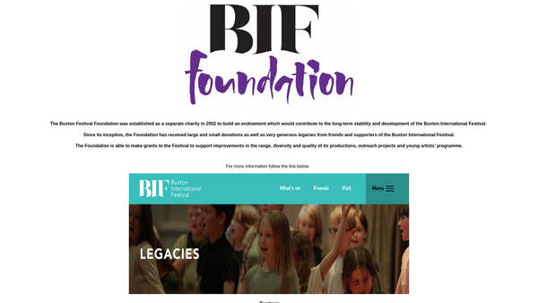 Screenshot of the Buxton Festival Foundation website