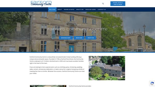 Screenshot of the Fairford Community Centre Limited website