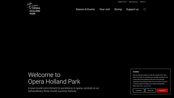 Screenshot of the Opera Holland Park website